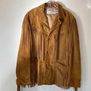 Schott NYC Vintage Suede Fringe Jacket